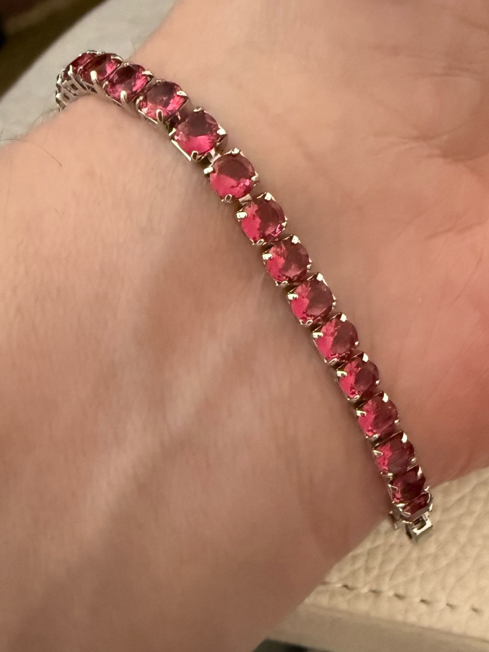 Rose Pink Tennis Bracelet - Sparkling Crystal Bracelet NEW